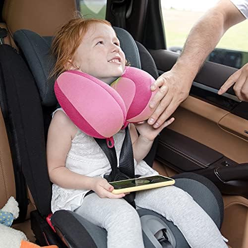 INFANZIA Kids Travel Neck Pillow with Head and Chin Support Pink