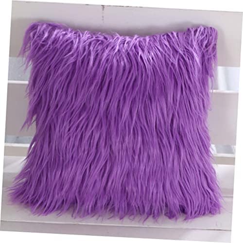 LIFKOME Fluffy Pillow Cover Purple Square Throw