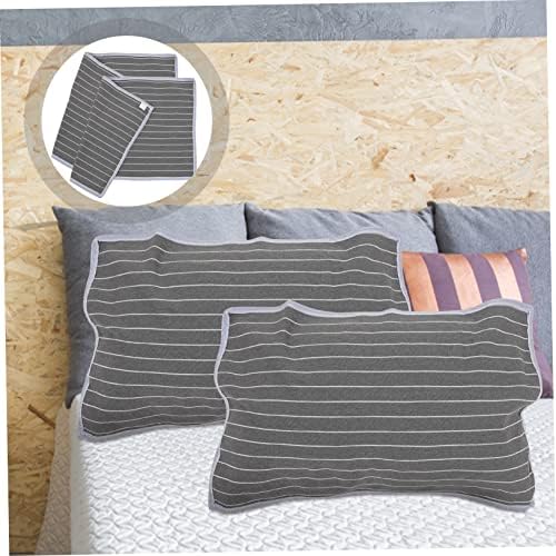 CONGARTENO 2pcs Breathable Skid Pillow Towels with Grey Stripe Design