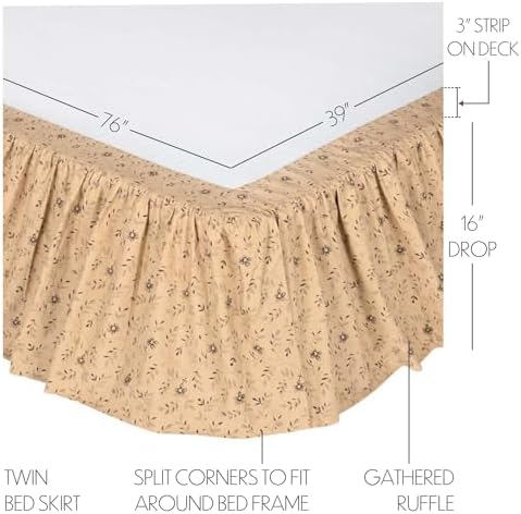 VHC Brands Maisie Twin Bed Skirt Tan 39x76x16