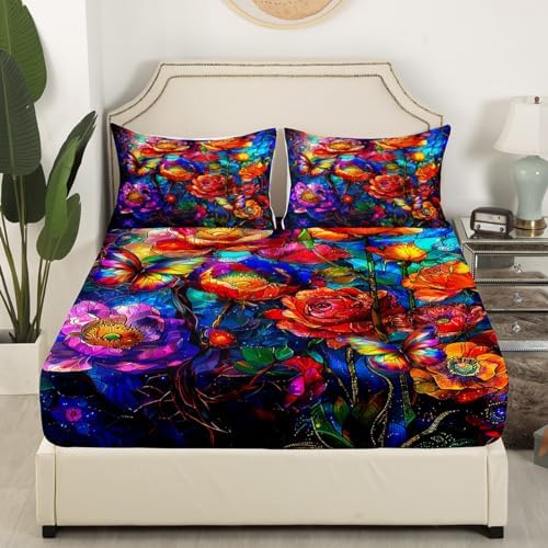 Castle Fairy Watercolor Floral Twin Sheet Set