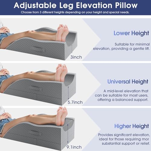 CushZone Leg Pillow with 3 Height Adjustment
