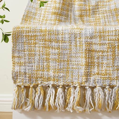 BATTILO HOME Yellow Throw Blanket 50x60 Inches