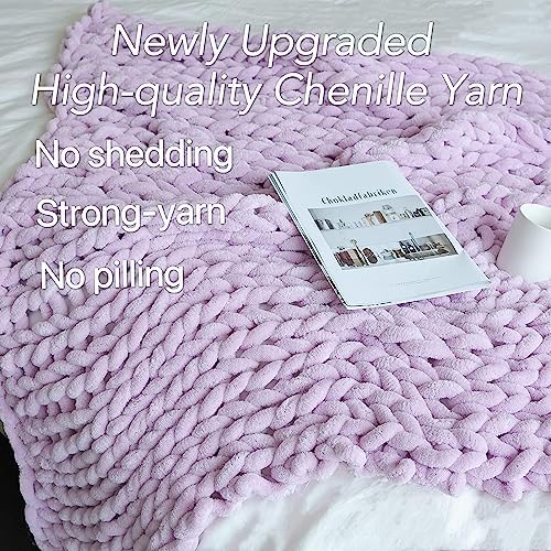 Maetoow Chenille Chunky Knit Throw Blanket - Purple