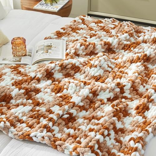 Amlie Home Chunky Knit Throw Blanket 50x60 Burnt Orange 1