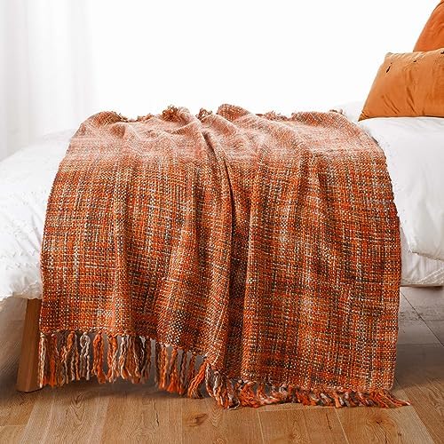 BATTILO HOME Rust Orange Throw Blanket 50x60 1