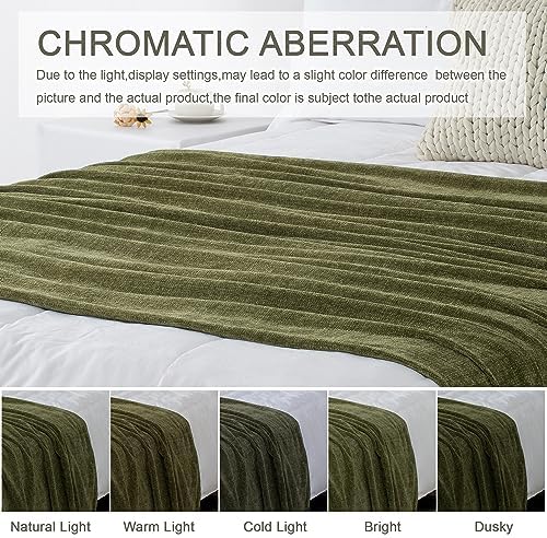 Chenille Throw Blanket 50X60 Olive Green