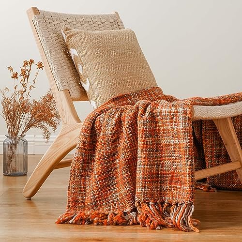 BATTILO HOME Rust Orange Throw Blanket 50x60 1