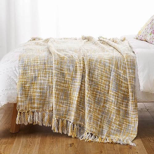 BATTILO HOME Yellow Throw Blanket 50x60 Inches