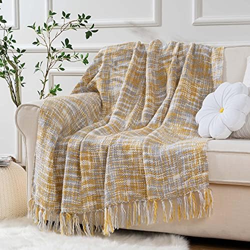 BATTILO HOME Yellow Throw Blanket 50x60 Inches