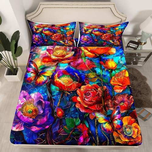 Castle Fairy Watercolor Floral Twin Sheet Set