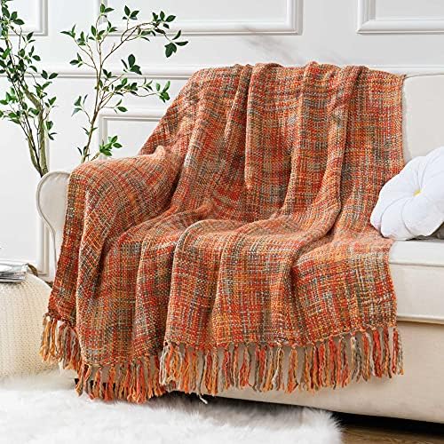 BATTILO HOME Rust Orange Throw Blanket 50x60 1