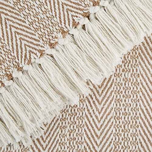 DII Herringbone Striped Cotton Throw Blanket 50x60 Stone