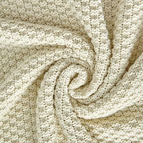 Longhui Bedding Cream Cotton Throw Blanket 60x80 Inches