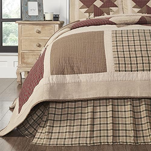 VHC Brands Cider Mill Twin Bed Skirt Tan Charcoal 39x76x17